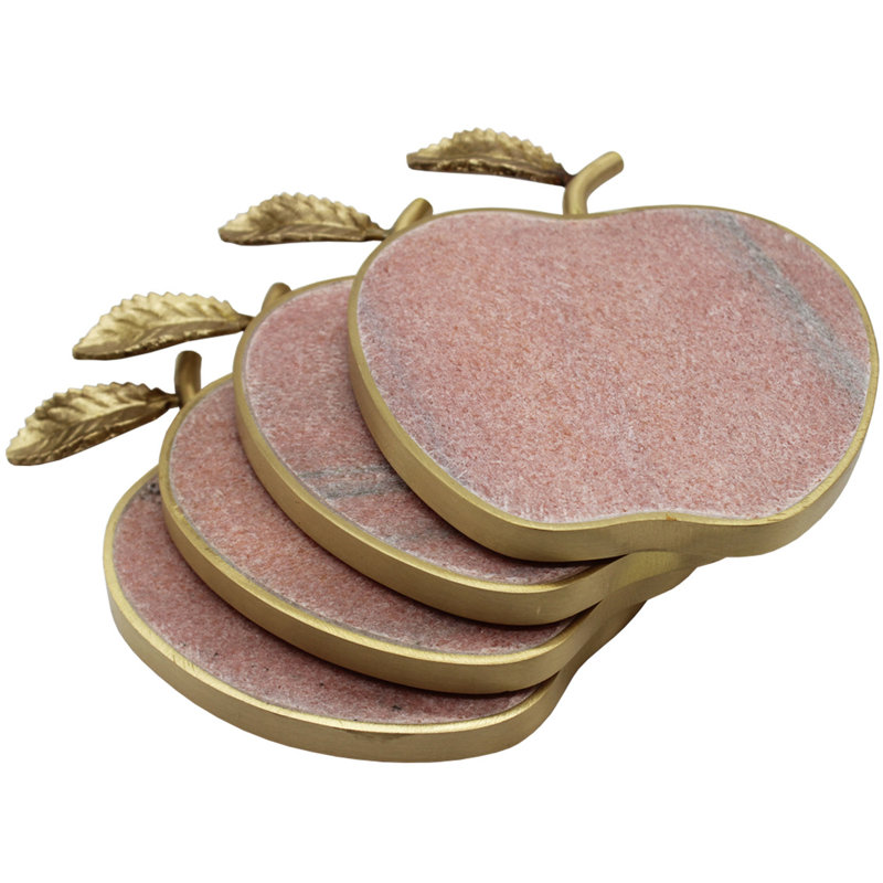 Picture of Godinger 50622 Pink Marble Apple Coasters&#44; Set of 4