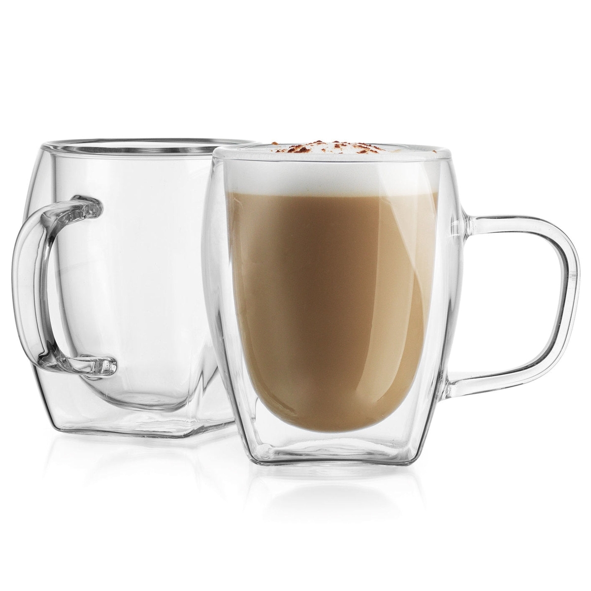 Contessa Cappuccino Double Wall Mug - Clear - 7 oz - Set of 2 - Insulated Design