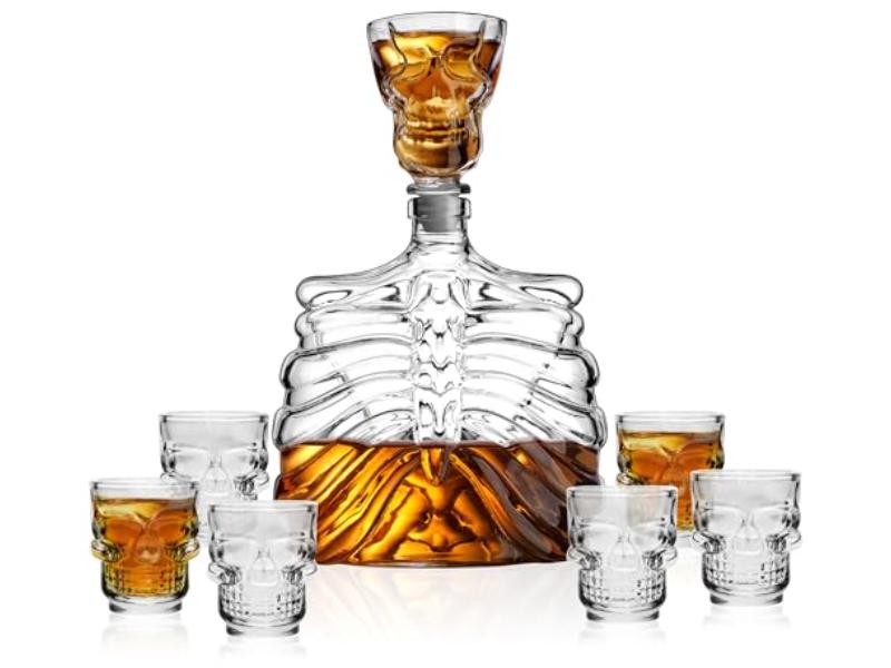 27889 Skellington 1 Decanter Plus 6 Shots Glasses - Set of 7