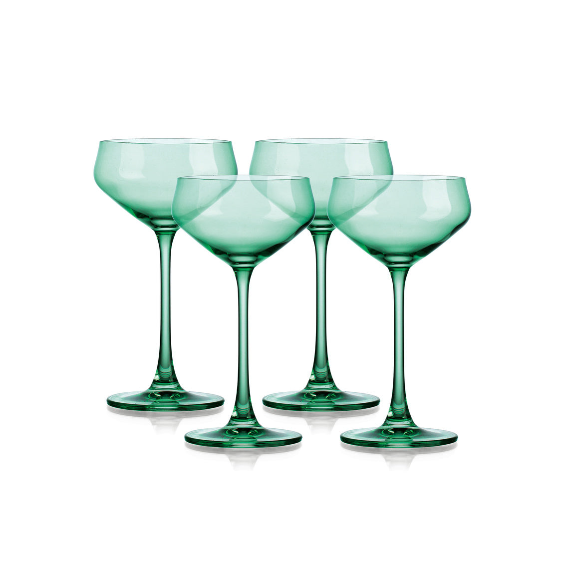 6 oz Sheer Coupe Glass, Green - Set of 4