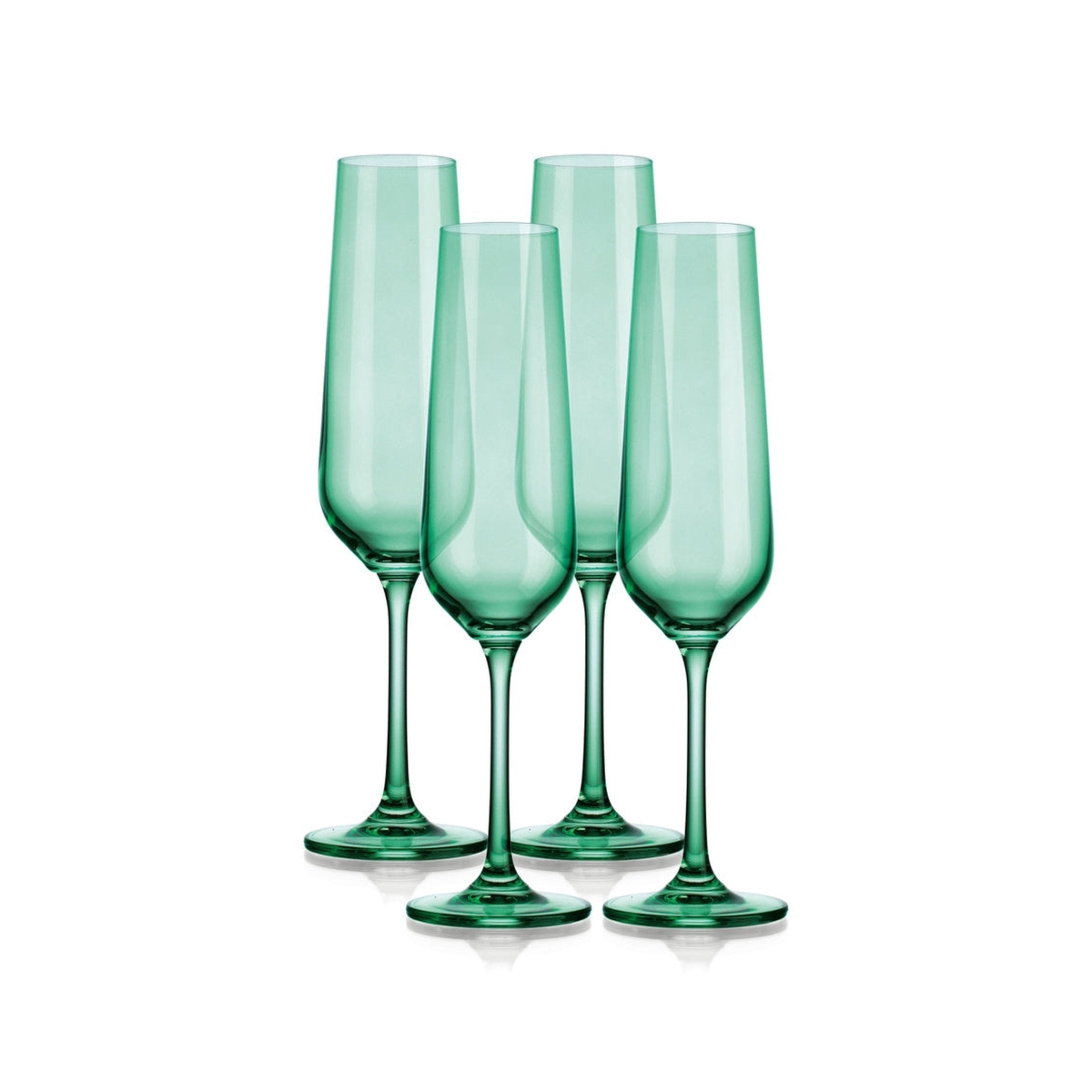 Picture of Godinger 28007 7 oz Sheer Flute Glass&#44; Green - Set of 4