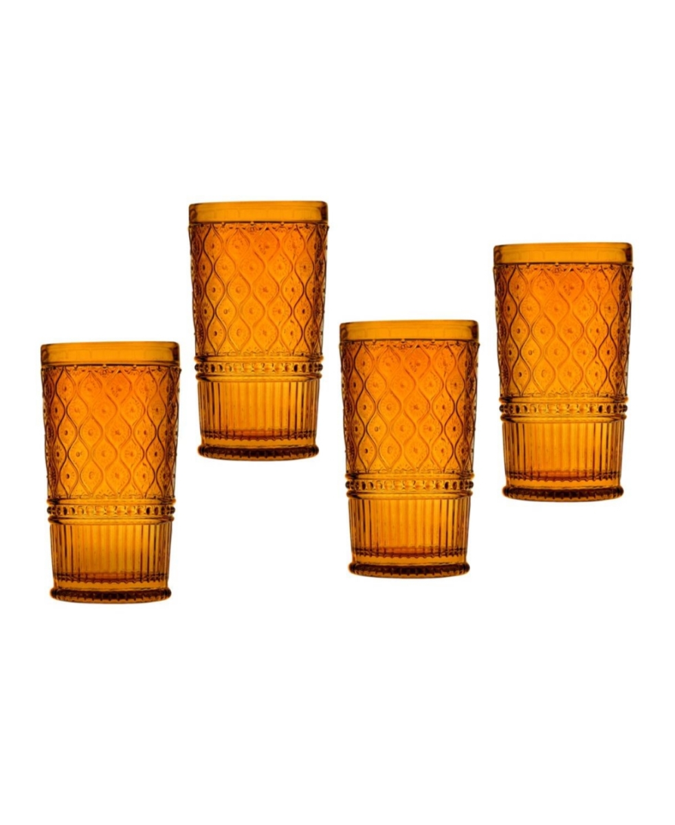 Claro Highball Glass, Amber - Set of 4