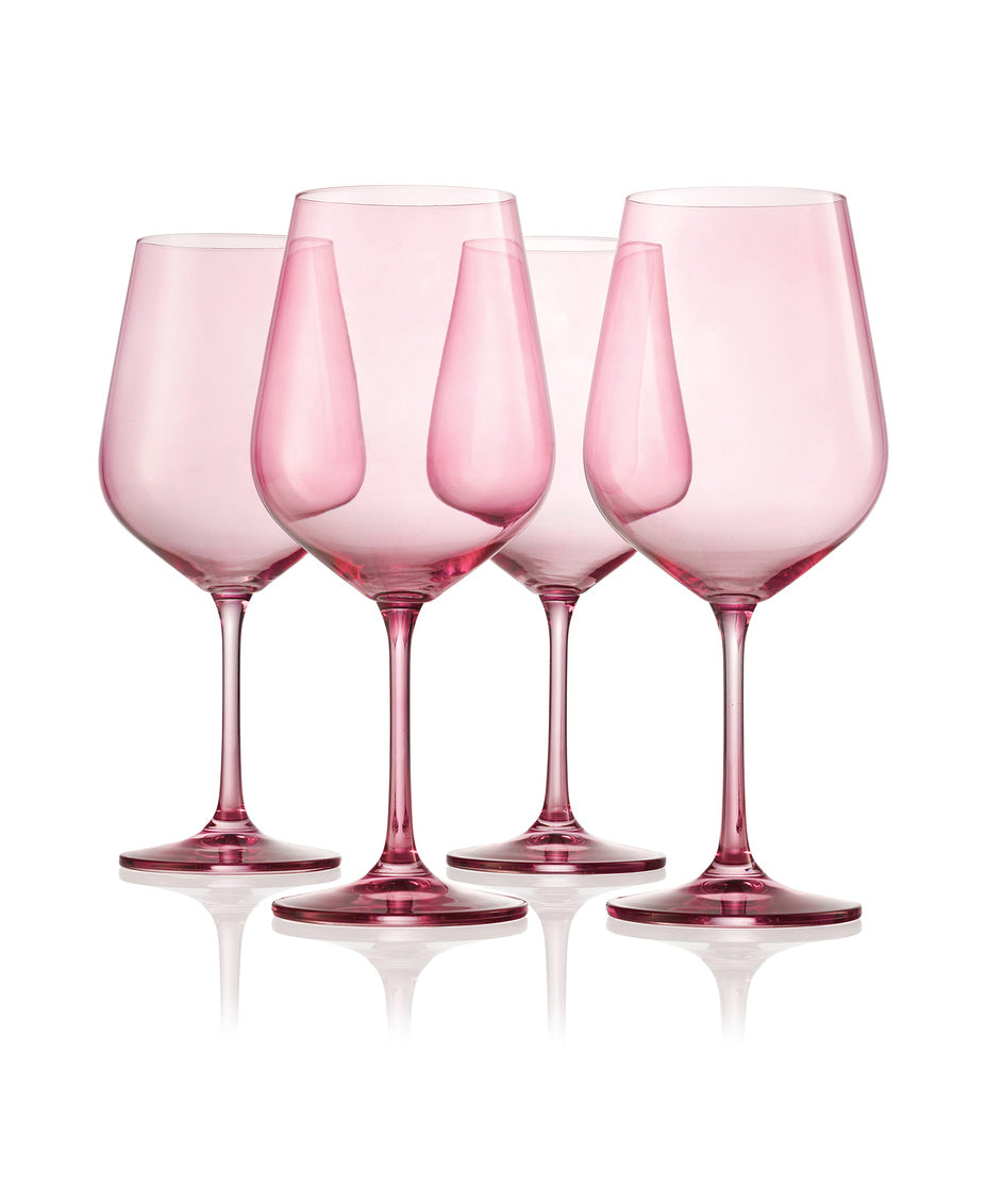 Sheer Red Wine Glass, Rose - Set of 4