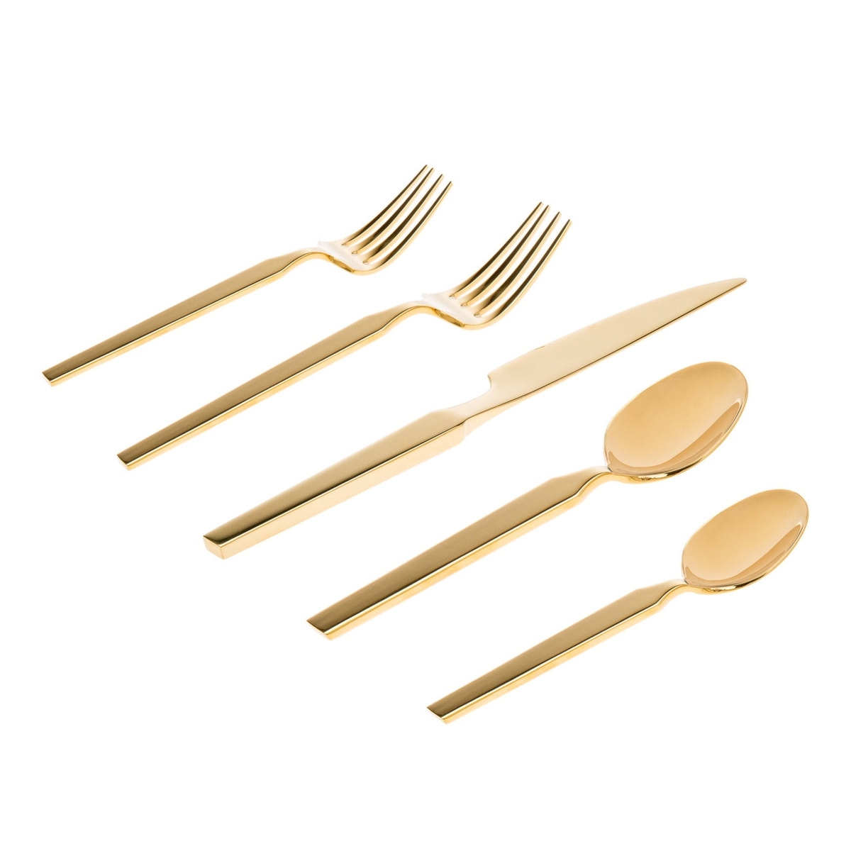 Picture of Godinger 84293 Podium Mirrored 18-10 Stainless Steel Flatware Set&#44; Gold - 20 Piece