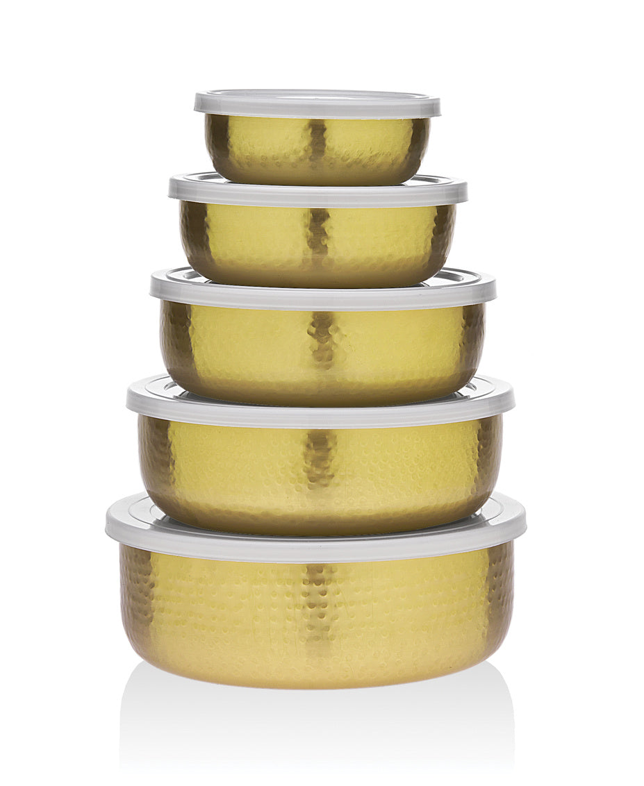 Hammered Storage Bowl Set, Gold - Set of 5