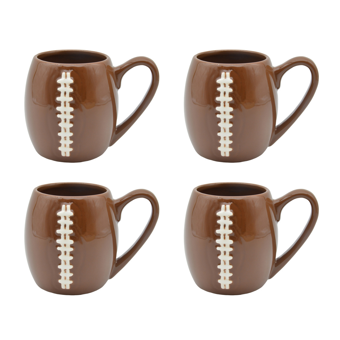 Picture of Godinger 16721 17 oz League Football Mug&#44; Brown - Set of 4