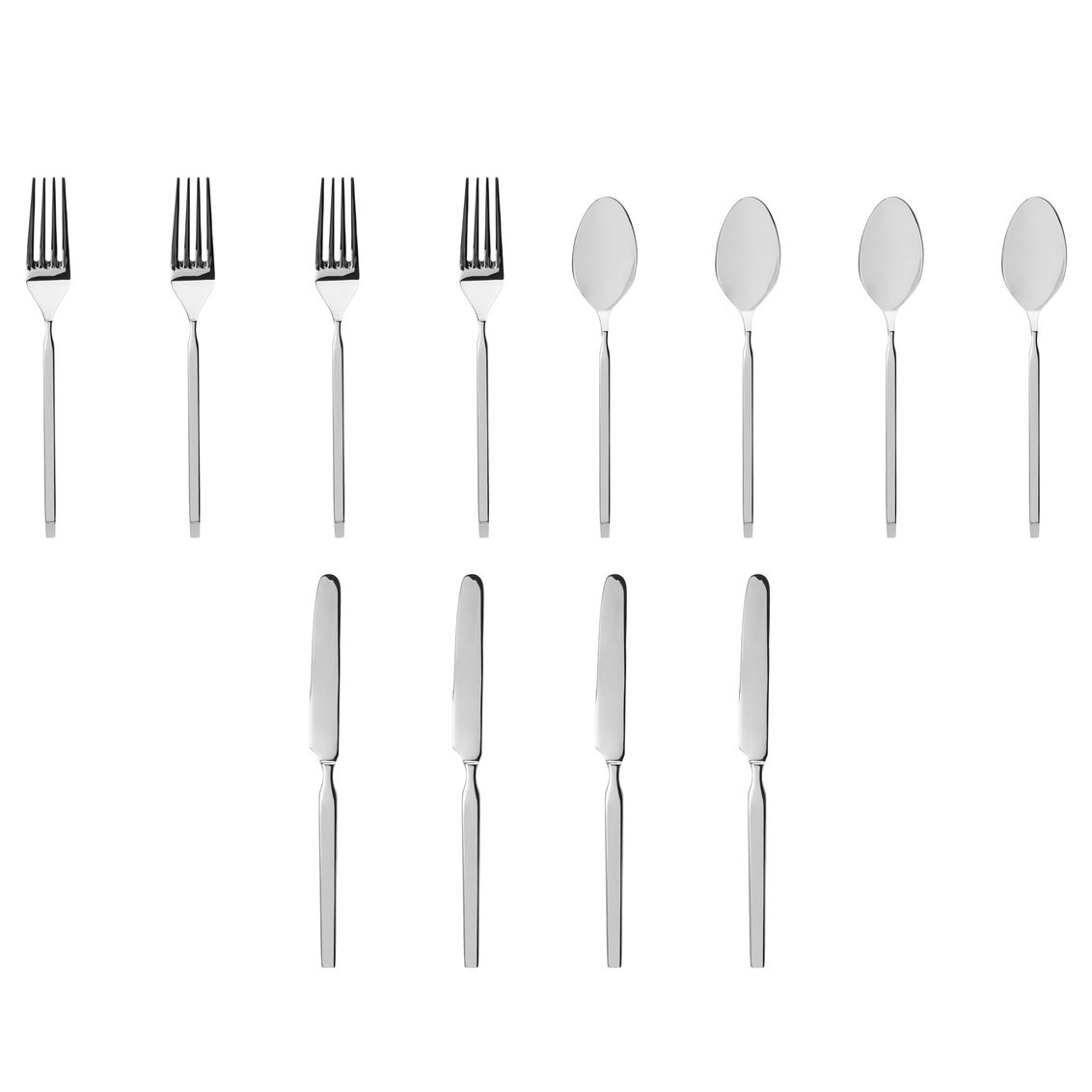 Picture of Godinger 46482 Ramp Mirrored 18-0 Stainless Steel Flatware Set&#44; Silver - 12 Piece
