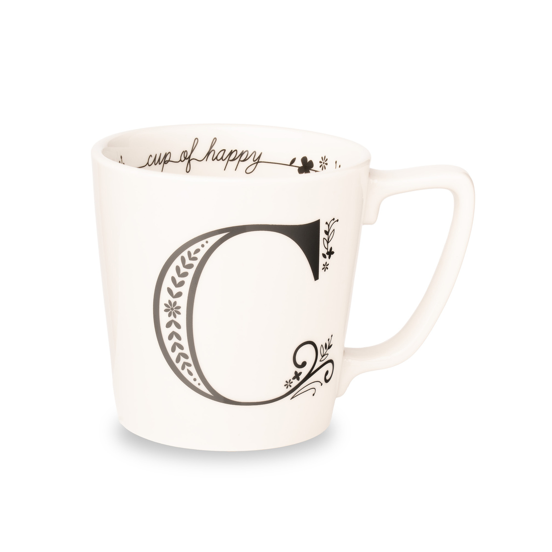 Picture of Godinger 63942 17 oz Cup of Happy Monogram Mug&#44; Letter C&#44; White & Black
