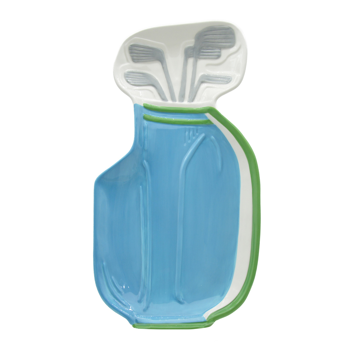 League Golf Bag Platter - Blue - 12 in. - Playful Ceramic Design