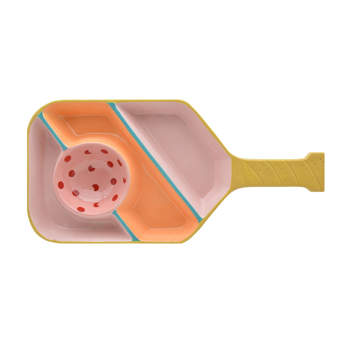 League Pickle Ball Paddle Chip & Dip Platter - Blue - 14 in. - Handcrafted Design
