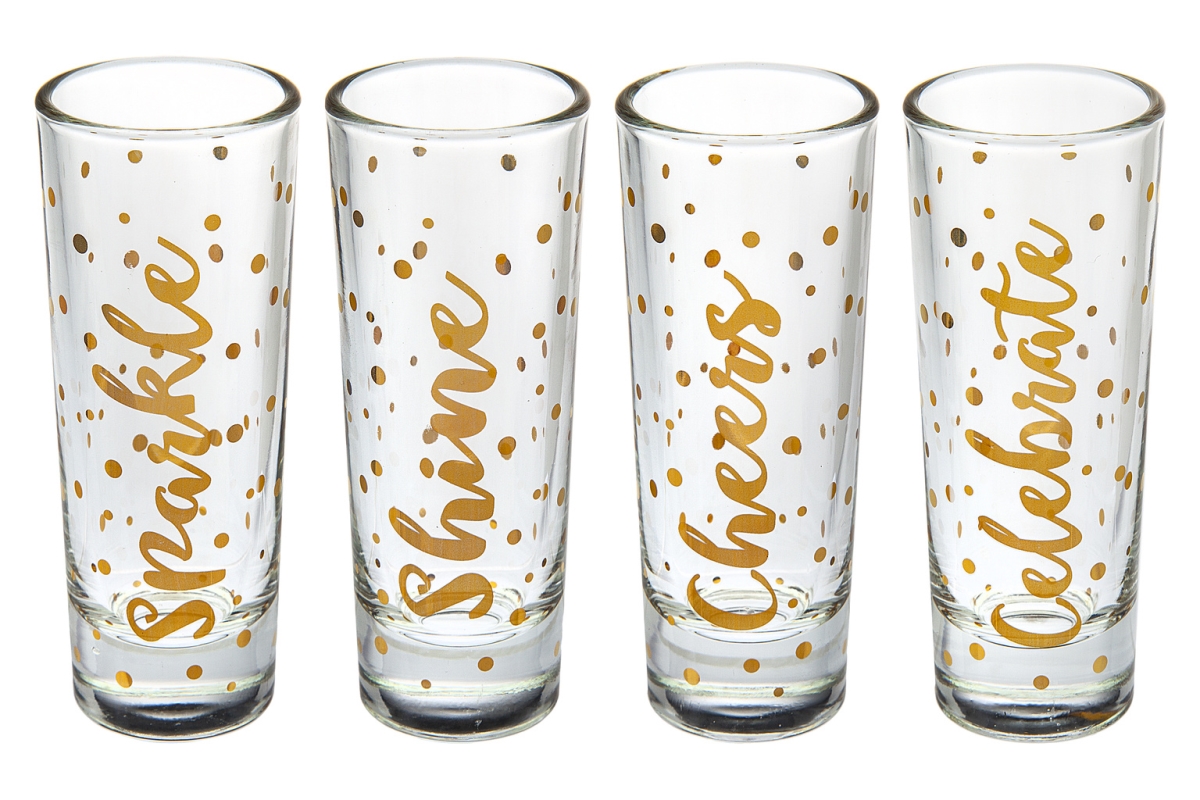 Picture of Godinger 28705 3 oz Celebrate Shooters Glass&#44; Clear & Gold - Set of 4