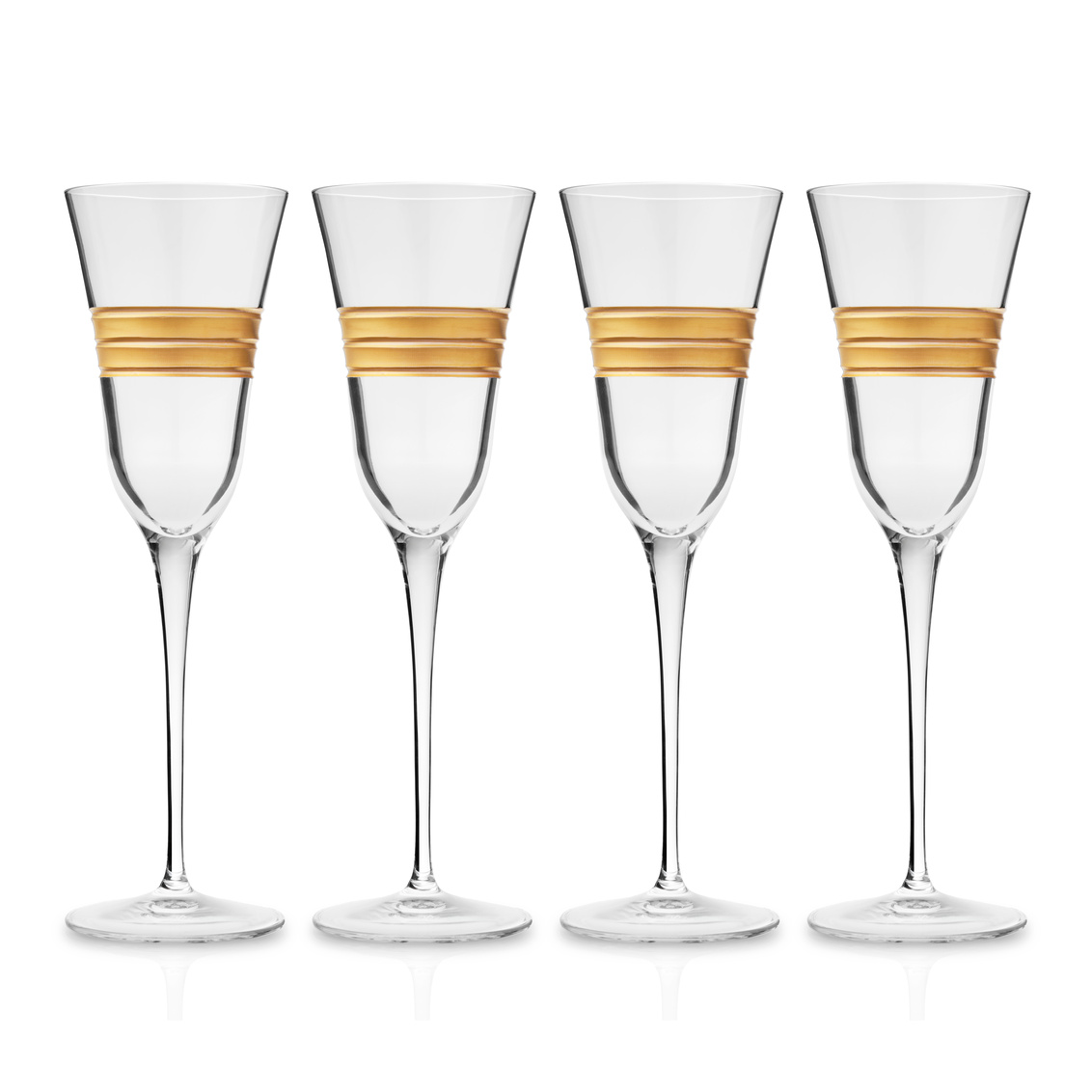 Picture of Godinger 28987 Abruzzo Flute Glass&#44; Gold - Set of 4