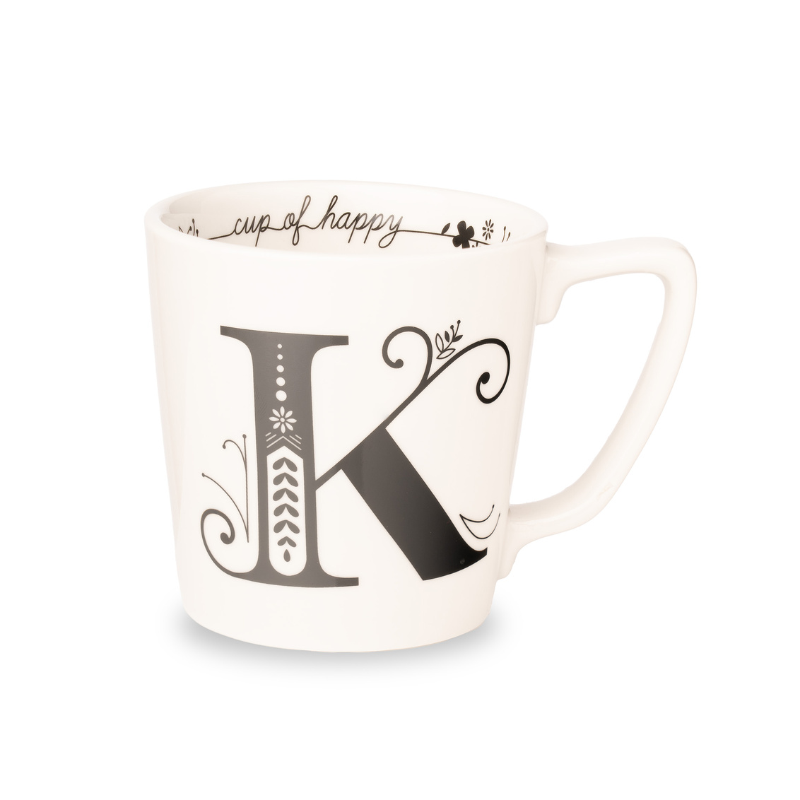 Picture of Godinger 63948 Cup of Happy Monogram Mug&#44; Letter K&#44; White & Black