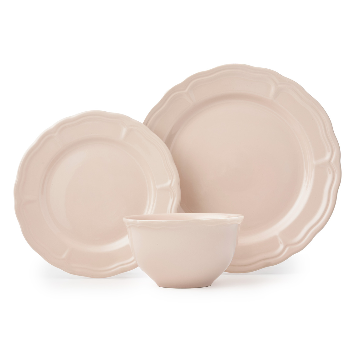 87491 24 oz Madison Sto are Dinnerware Set, Blush - 12 Piece