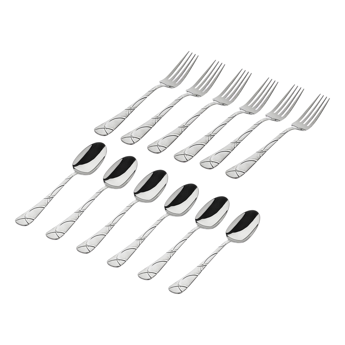 Picture of Godinger 48030 Olympia Sandblasted 18-10 Stainless Steel Flatware Set&#44; Silver - 12 Piece