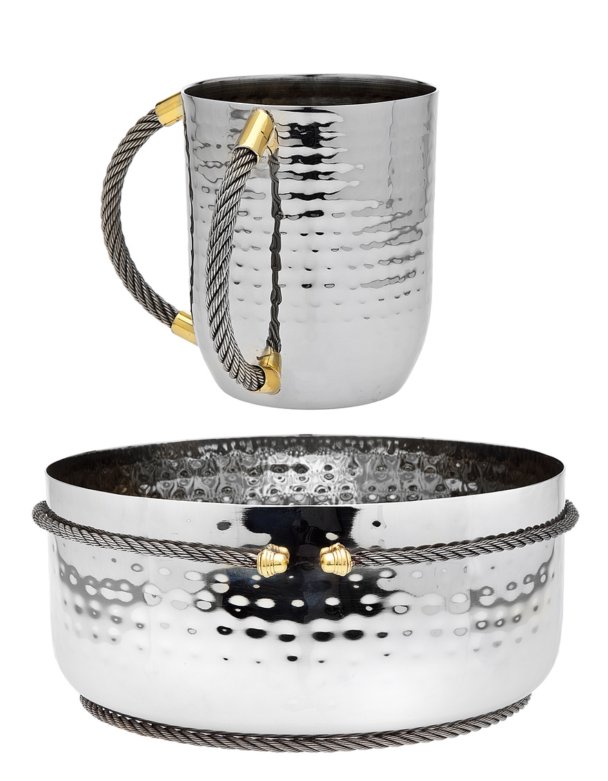 Picture of Godinger 82323 Cable Passover Wash Set&#44; Silver