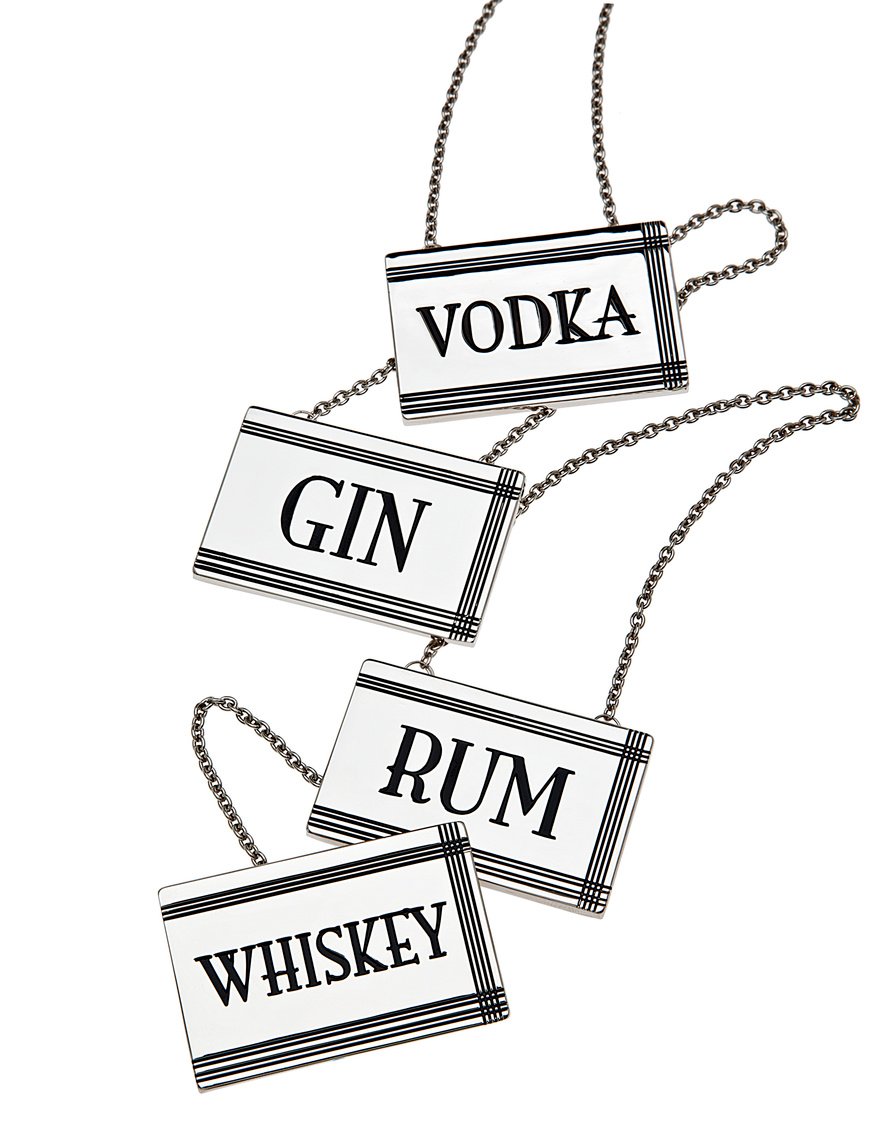 Picture of Godinger 93304 Top Shelf Liquor Labels&#44; Silver - Set of 4