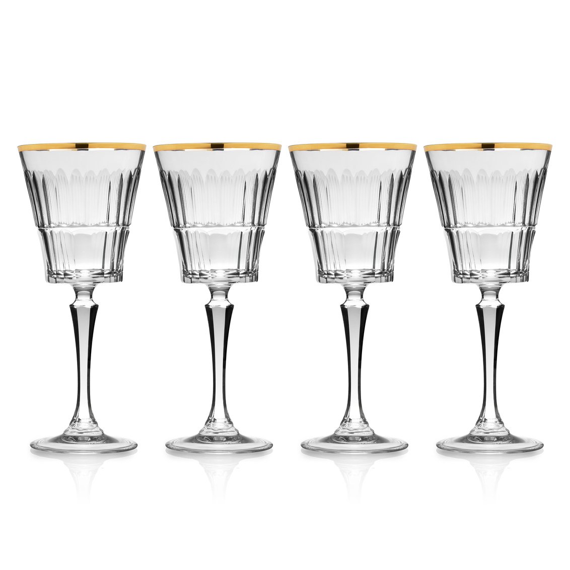 Picture of Godinger 29891 7.30 oz Regent Crystal White Wine Glass with Rim&#44; Clear & Gold - Set of 4