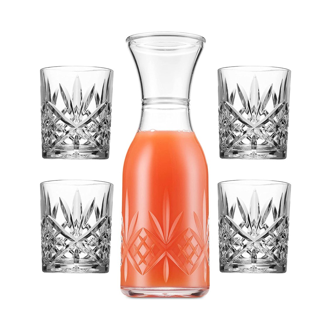 Picture of Godinger 64932 Dublin Acrylic Shatterproof Water Wine Decanter Carafe Pitcher with 4 Wine Glasses&#44; Clear - Set of 4