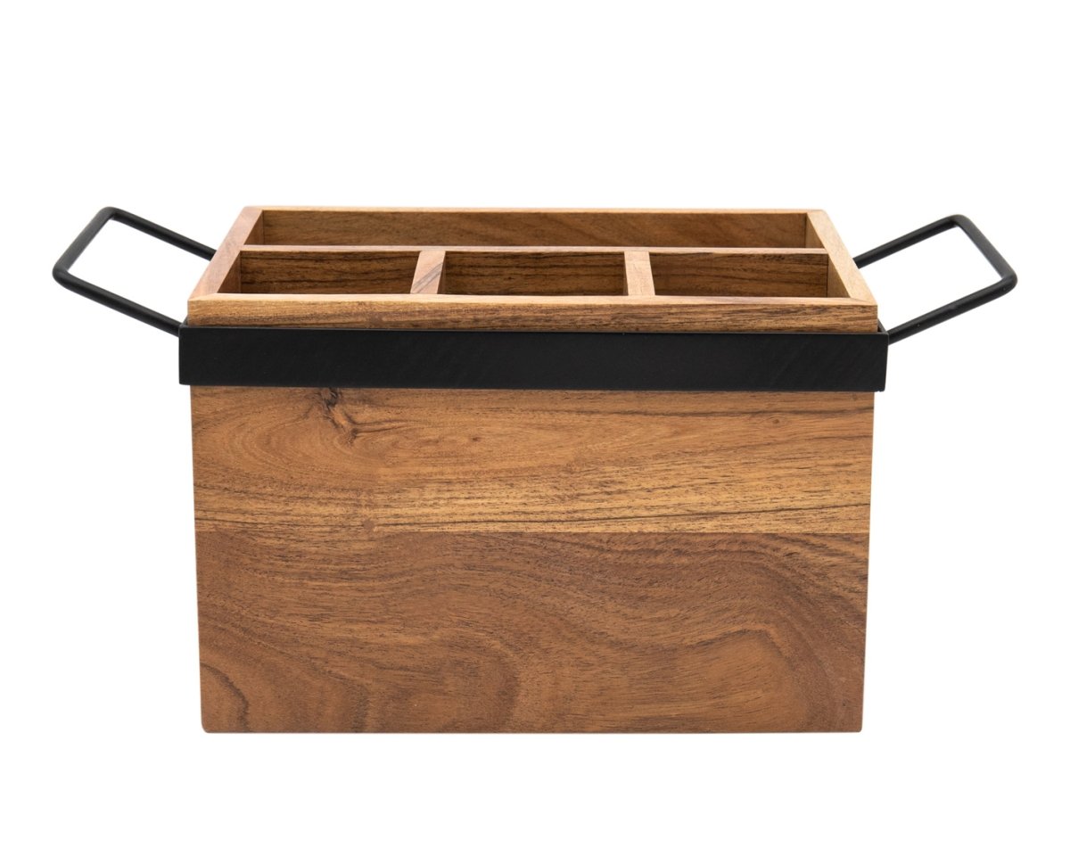 Picture of Godinger 71841 15 x 7 in. Wood & Iron Accessory Caddy Organizer&#44; Natural