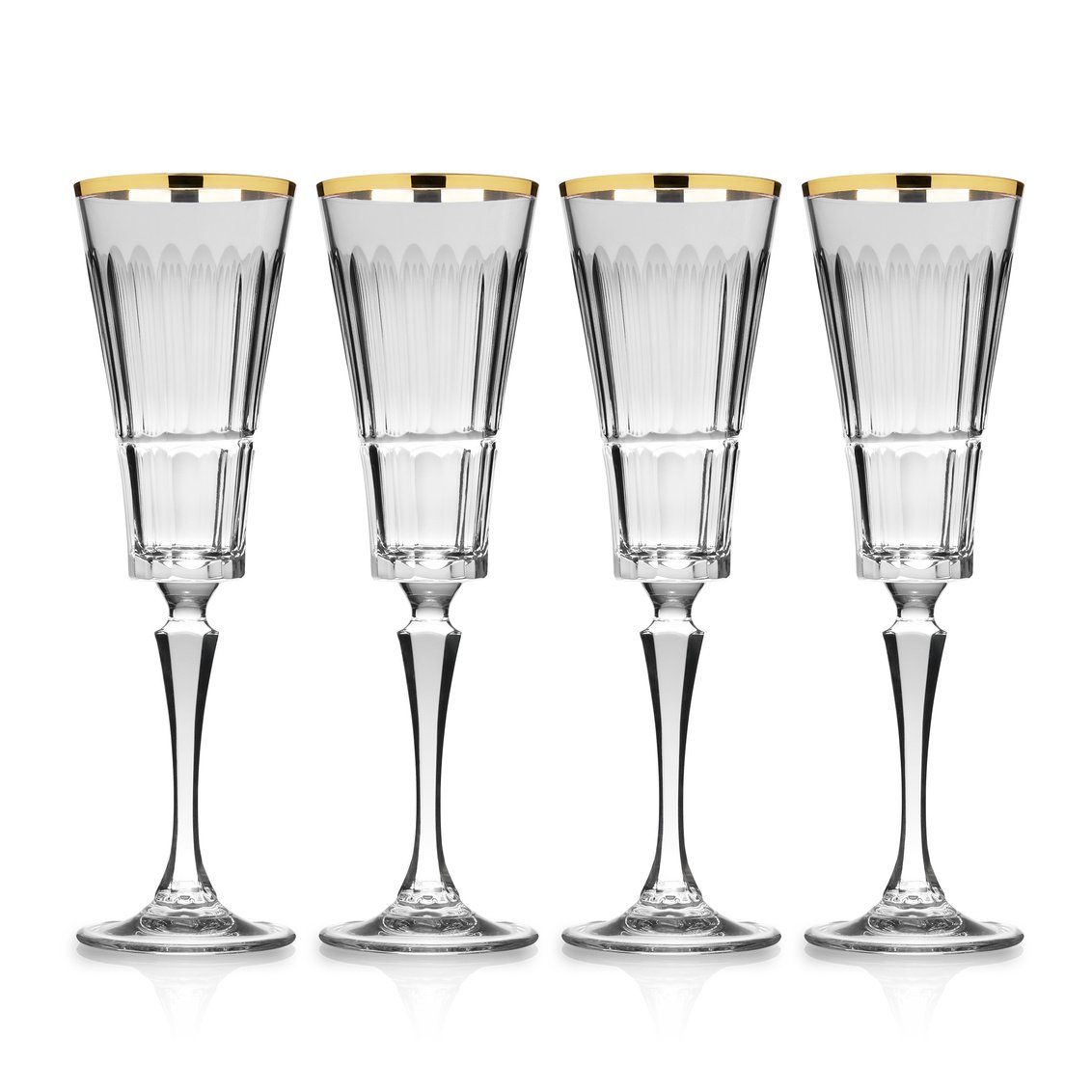 Picture of Godinger 29892 6.8 oz Regent Crystal Rim Champagne Flute&#44; Clear & Gold - Set of 4