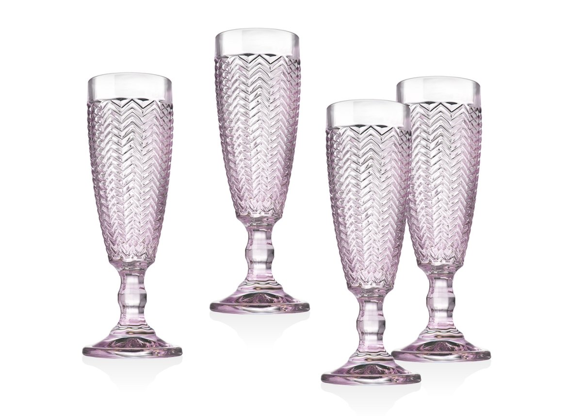 Picture of Godinger 44663 5 oz Twill Flute&#44; Pink - Set of 4