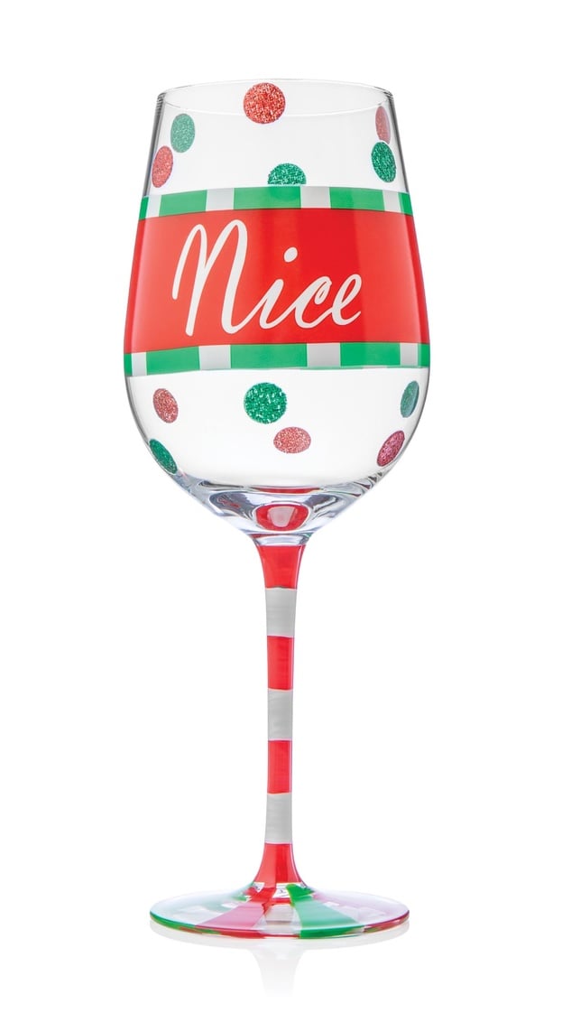 Picture of Godinger 28370 15 oz Christmas Nice Wine Glass&#44; Clear
