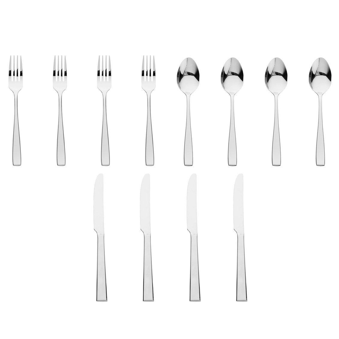 Picture of Godinger 43032 Chisel Mirrored 18-0 Stainless Steel Flatware Set&#44; Silver - 12 Piece