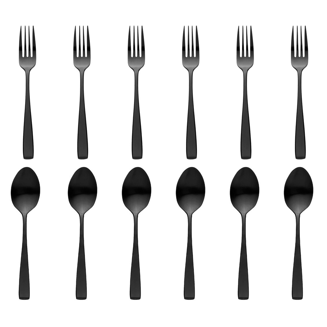 Picture of Godinger 43130 Chisel Matte 18-10 Stainless Steel Flatware Set&#44; Black - 12 Piece