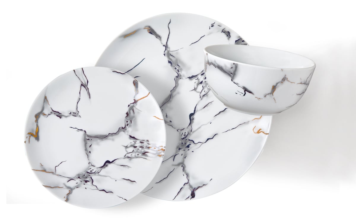 Picture of Godinger 70345 Rayo Dinnerware Set&#44; White - 18 Piece