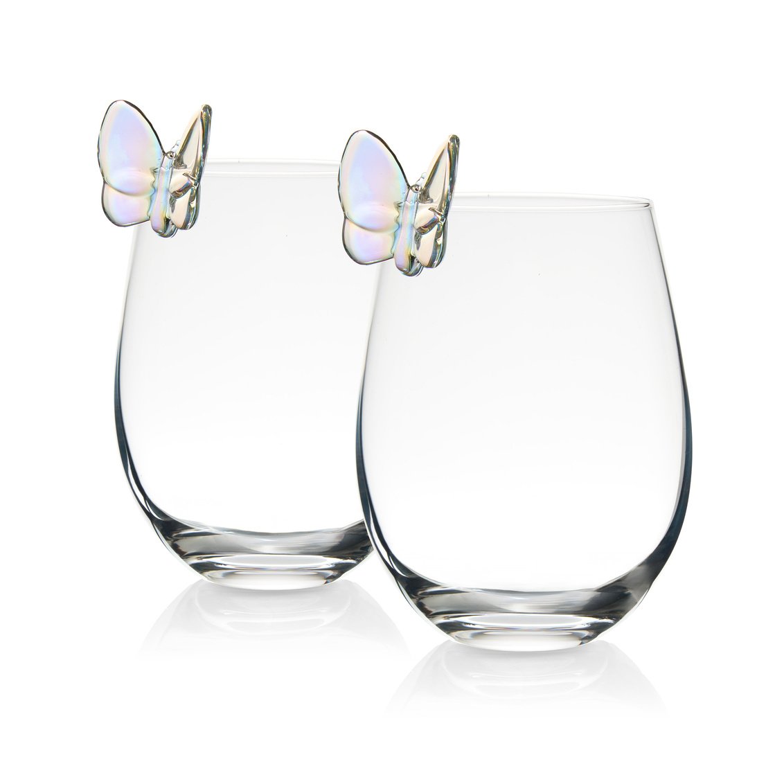 Picture of Godinger 29960 19 oz Butterfly Iridescent Stemless Wine Glass&#44; Luster - Set of 2