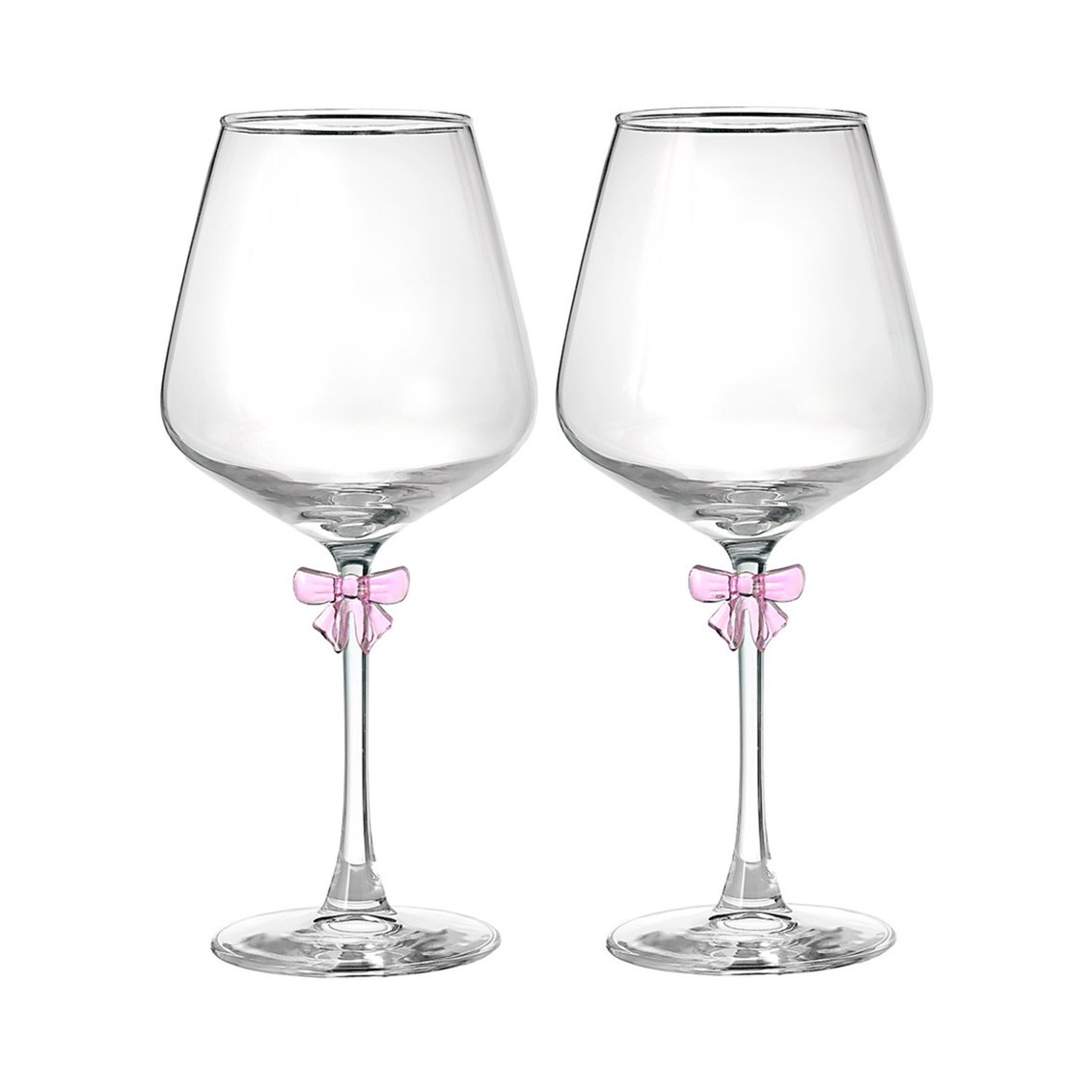 Picture of Godinger 29971 19 oz Bow White Wine Glass&#44; Clear & Pink - Set of 2