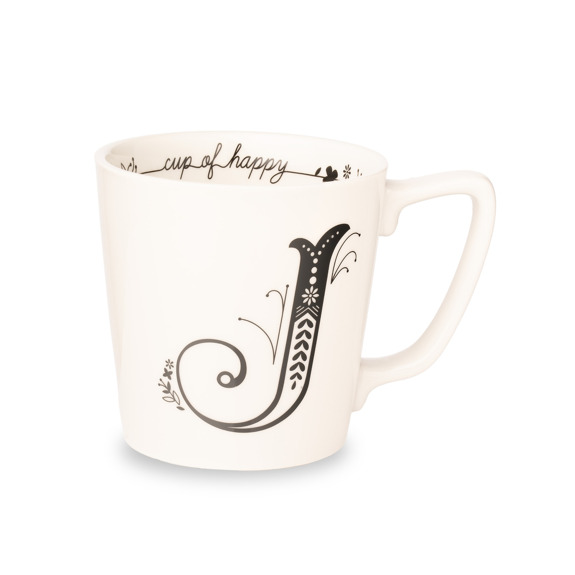 Picture of Godinger 63947 17 oz Cup of Monogram Happy Mug&#44; Letter J&#44; White & Black