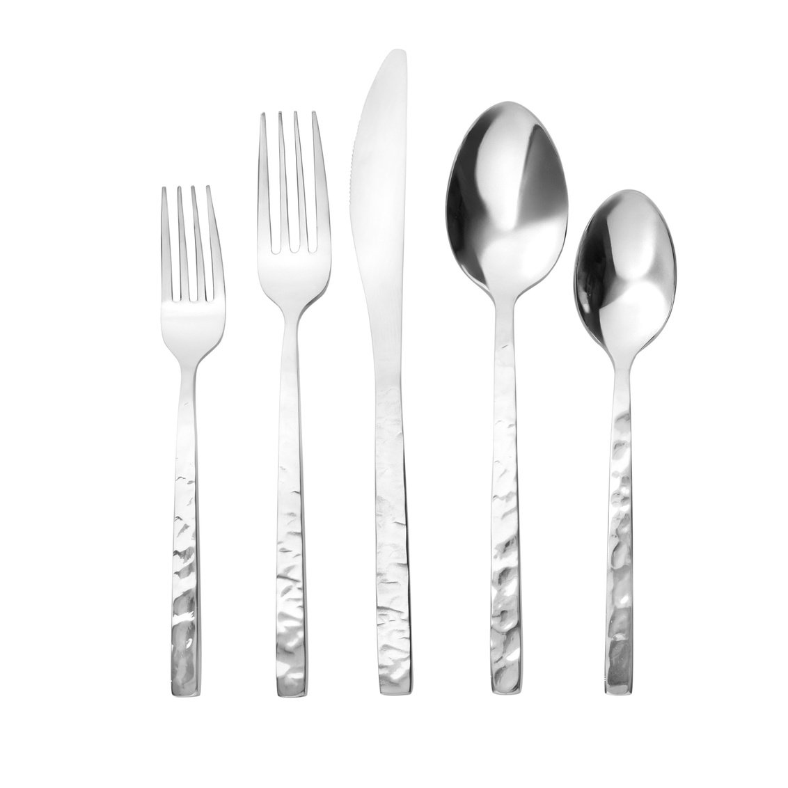 Picture of Godinger 84316 Rustic Mirrored 18-10 Stainless Steel Magma Flatware Set&#44; Silver - 20 Piece