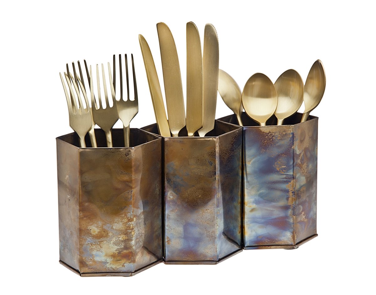 Picture of Godinger 91819 Burnish Flatware Set with Caddy&#44; Gold - 12 Piece