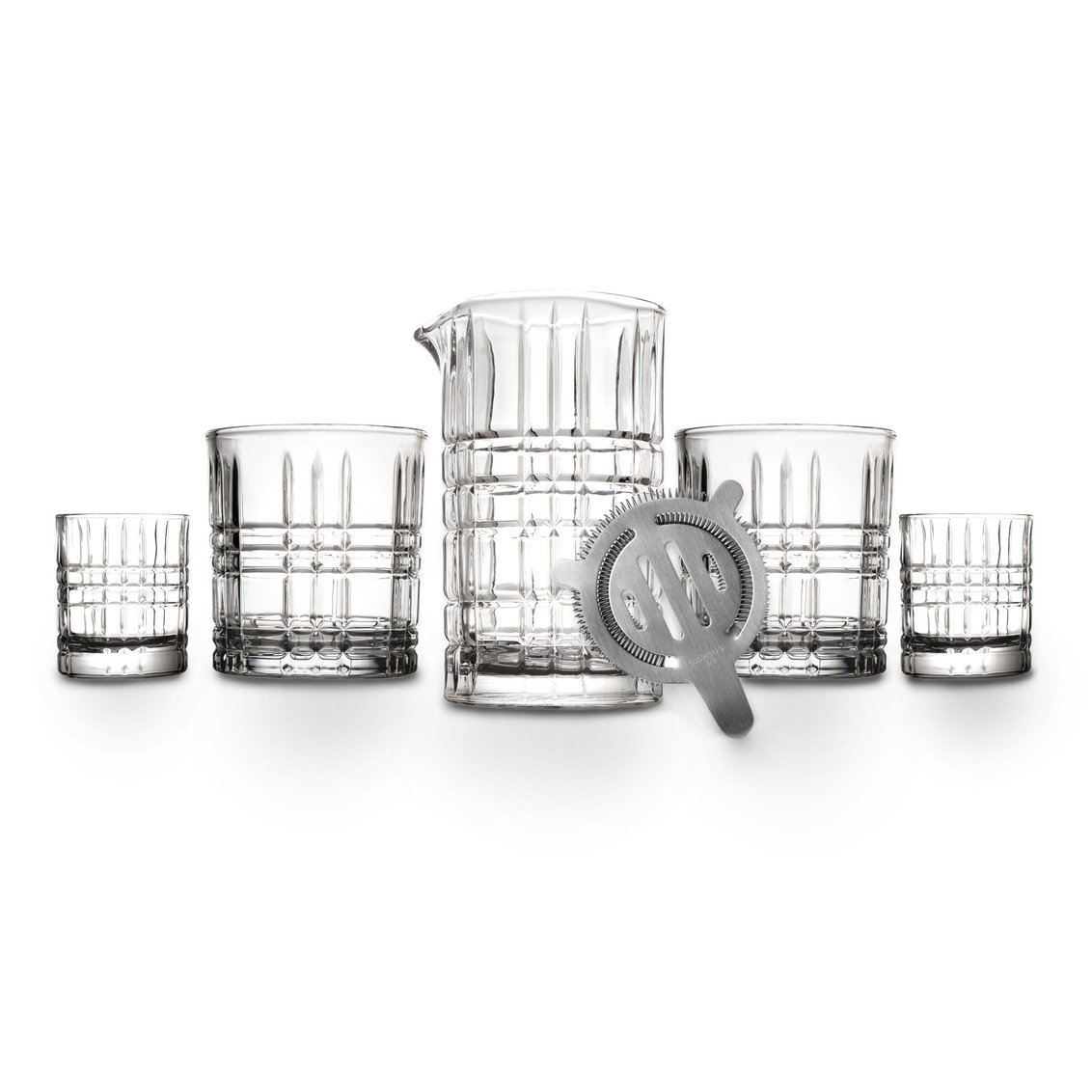 Picture of Godinger 28373 25 oz Whiskey & Rye Plaid Mixing Pitcher Set&#44; Clear - 6 Piece