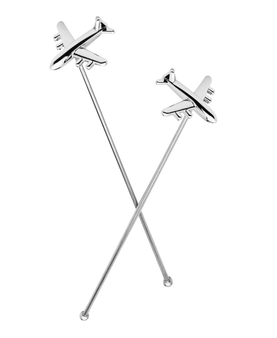 Picture of Godinger 97931 Airplane Stirrers Set&#44; Silver - Set of 2
