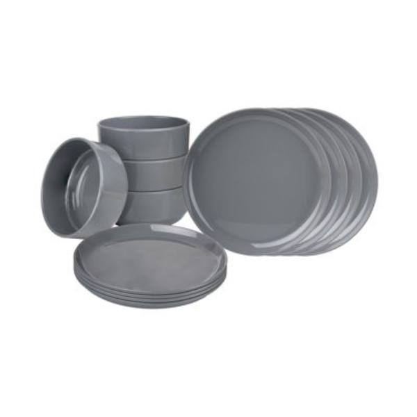 14590 Stackable Gray Dinnerware Set - 12 Piece