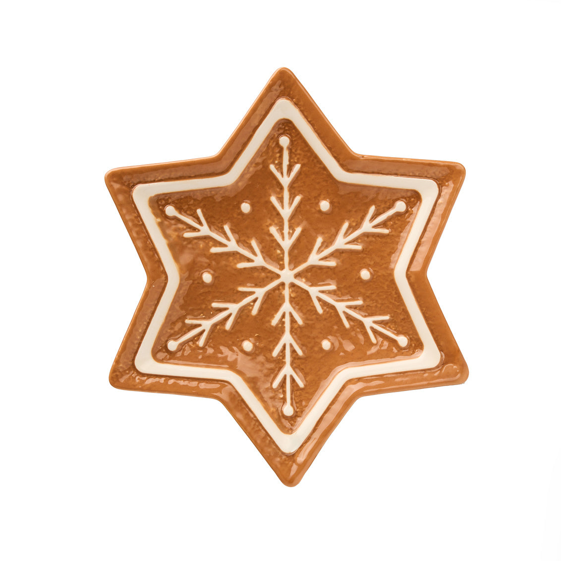 15218 5.63 in. Gingerbread Star Appetizer Plate, Tan & White
