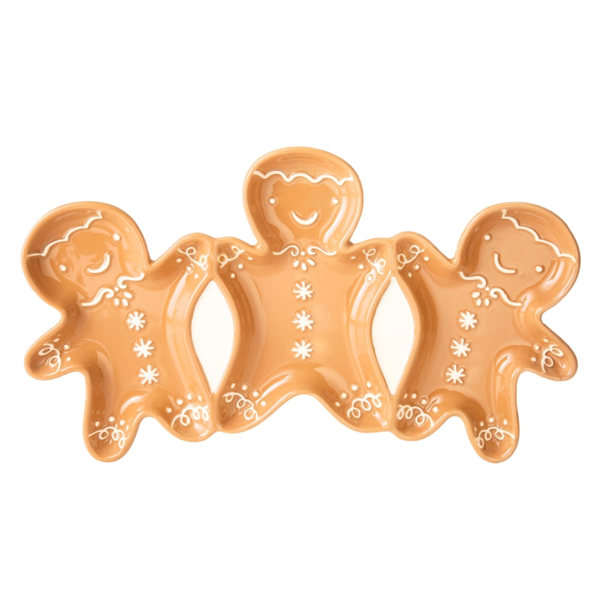 15306 Trio Gingerbread Brown Platter, Beige & White