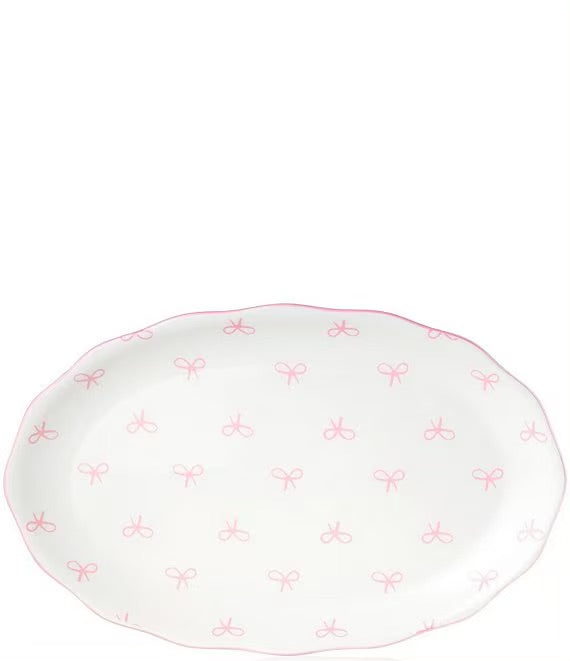 16800 14 in. Pink Bow & Checker Serving Platter