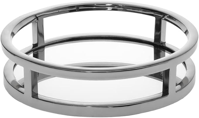 99800 Aspen Round Decorative Vanity Tray for Home D-cor, Silver - 8 x 8 in.