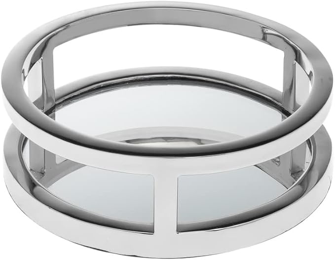 99802 Aspen Round Decorative Vanity Tray for Home D-cor, Silver - 6 in.