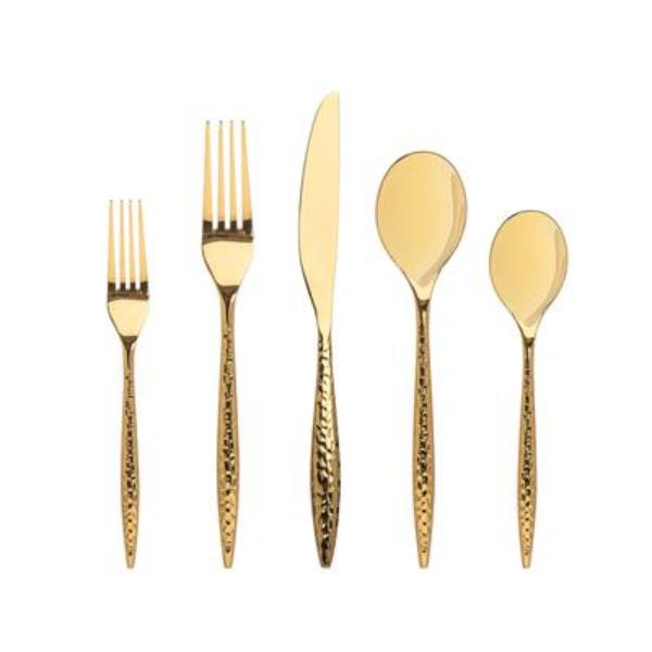 99897 18-10 Stainless Steel AVI Flatware Set, Mirror Gold - 40 Piece
