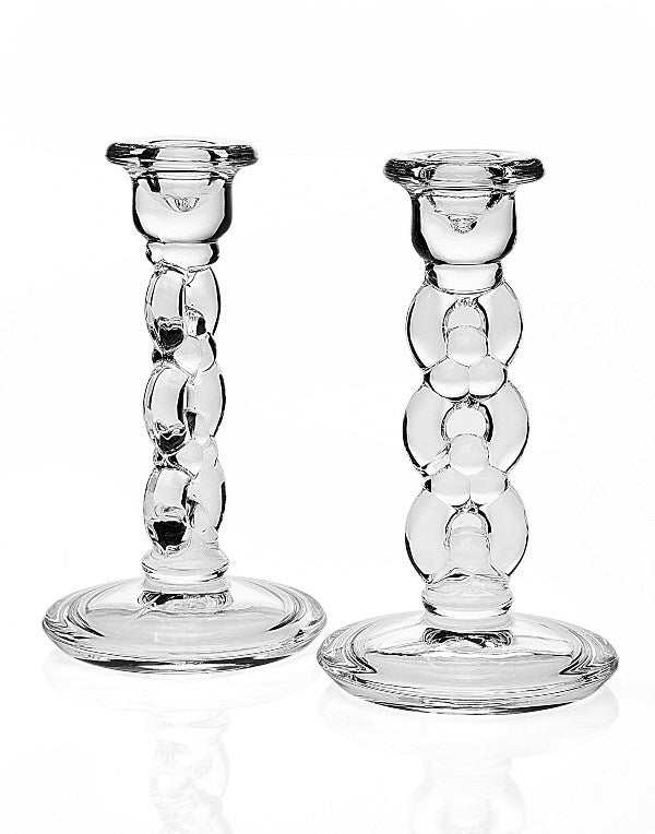 R11-14882 Blossom Crystal Candlestick Set, Clear - Set of 2