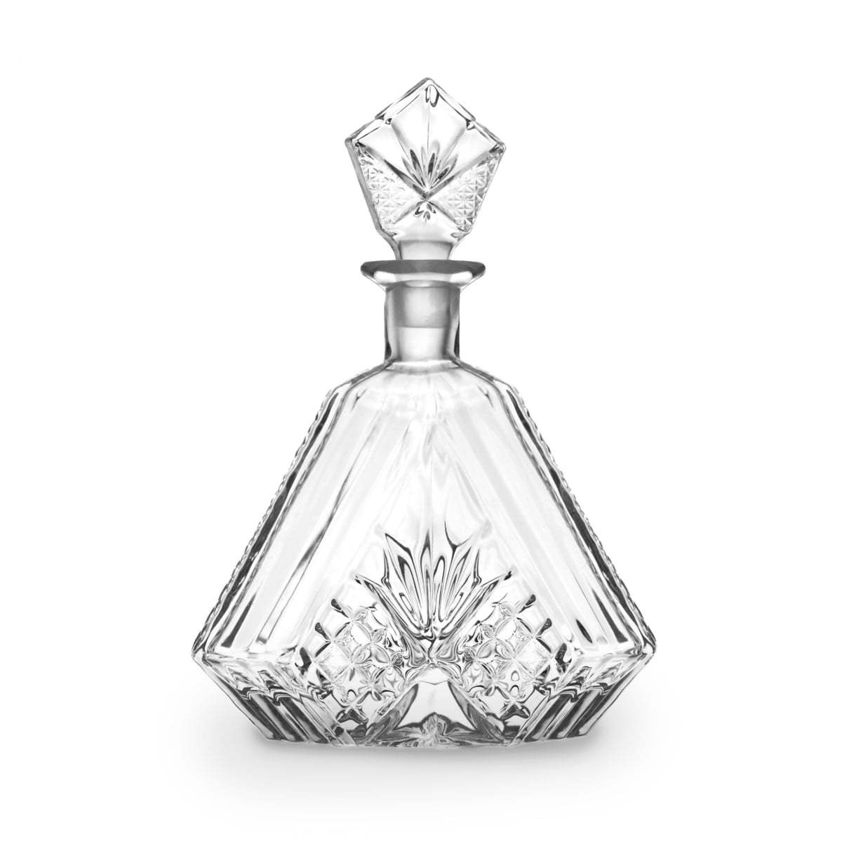R12-48411 21 oz Dublin Crystal Triangle Decanter, Clear