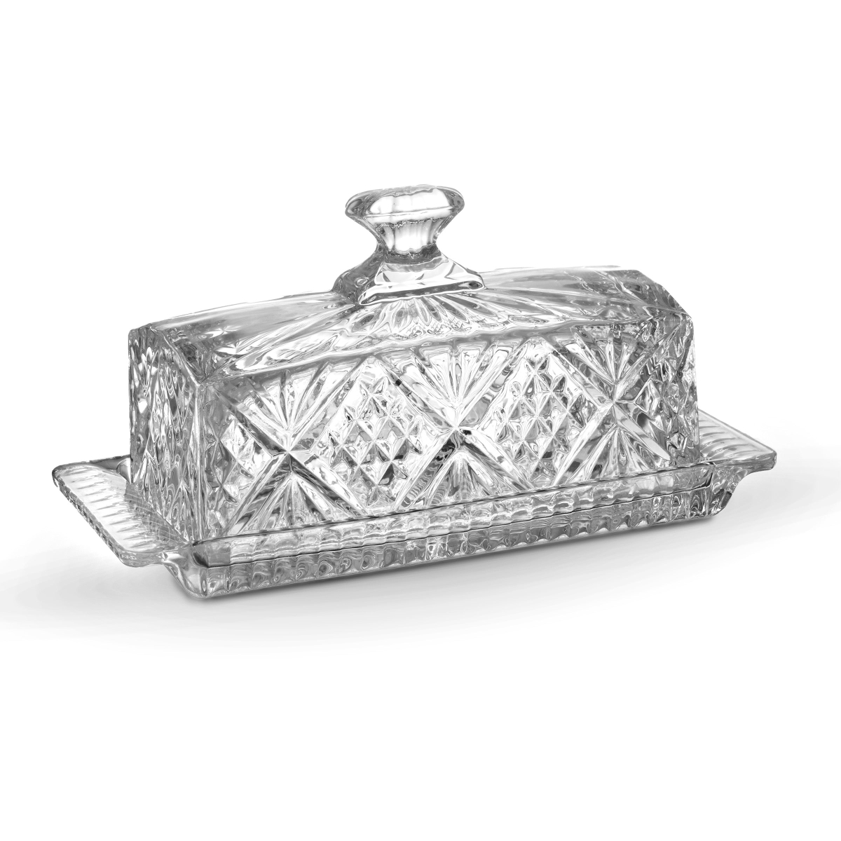 R33-25937 Dublin Crystal Covered Butter Dish, Clear