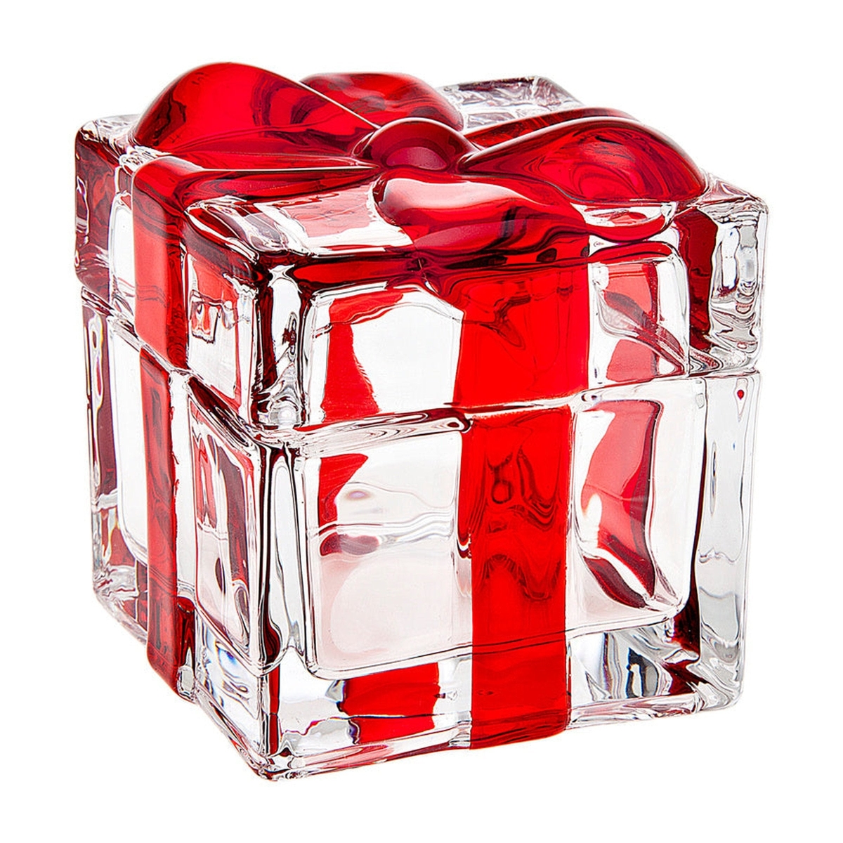 R33-28643 Striped Gift Box, Clear & Red