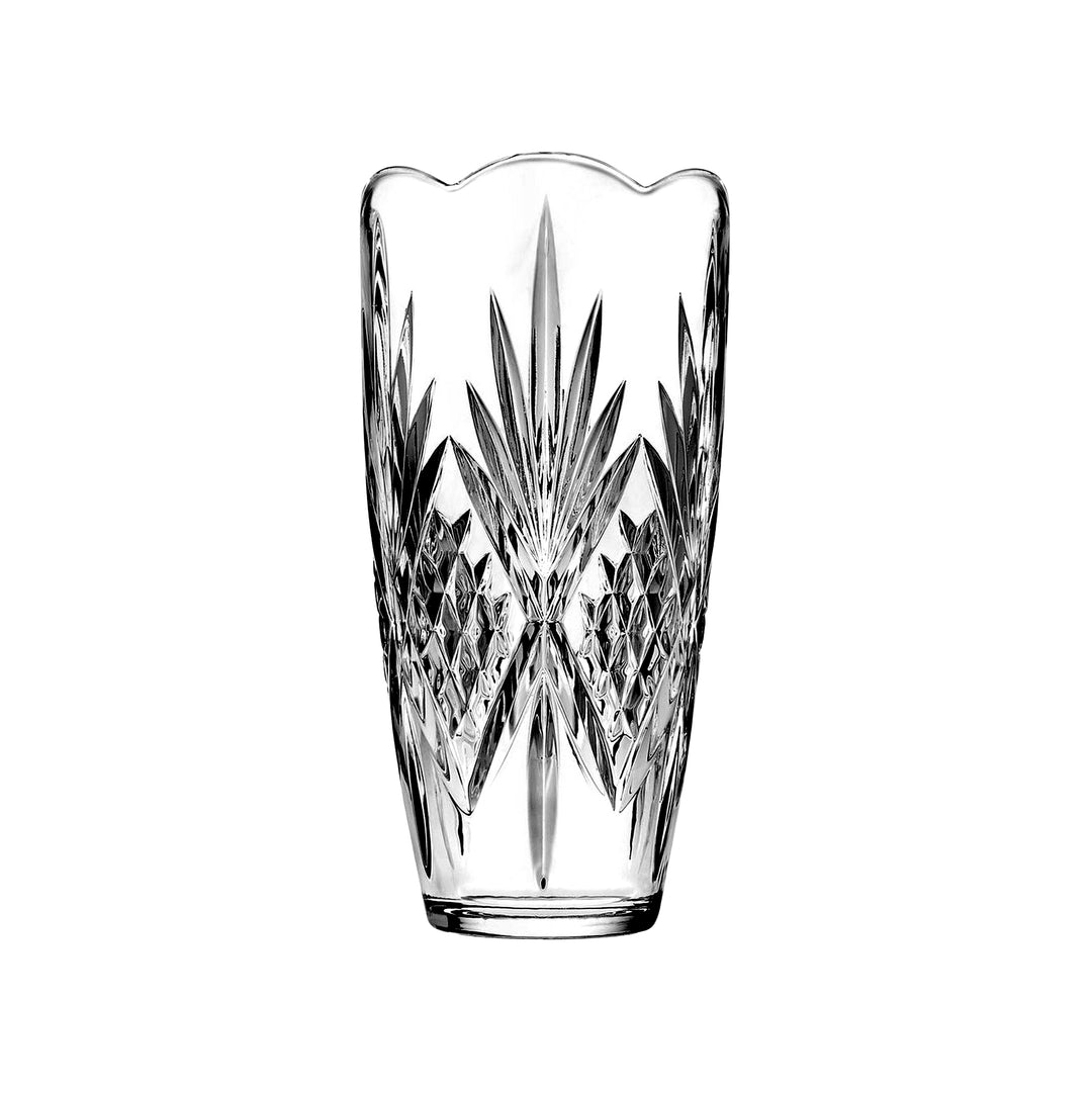 R4-25497 96 oz Dublin Crystal Large Scalloped Vase, Clear