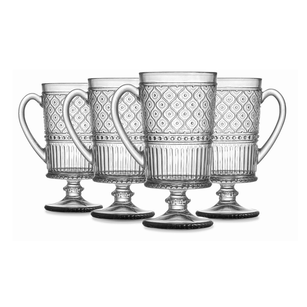 R4-27005 9 oz Claro Footed Coffee Mug, Clear - Set of 4